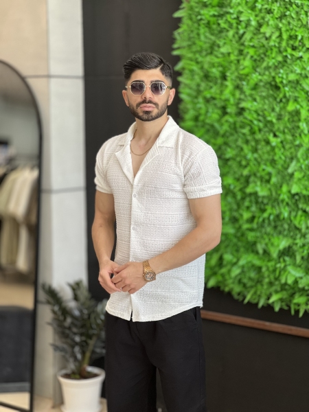 پیراهن مراکش خارجی یقه انگلیسی AB سفید