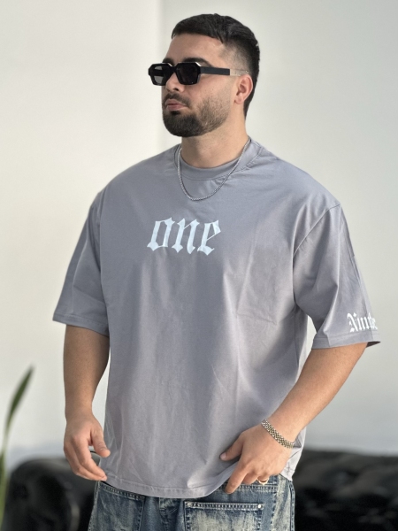 تیشرت پنبه ONE طوسی