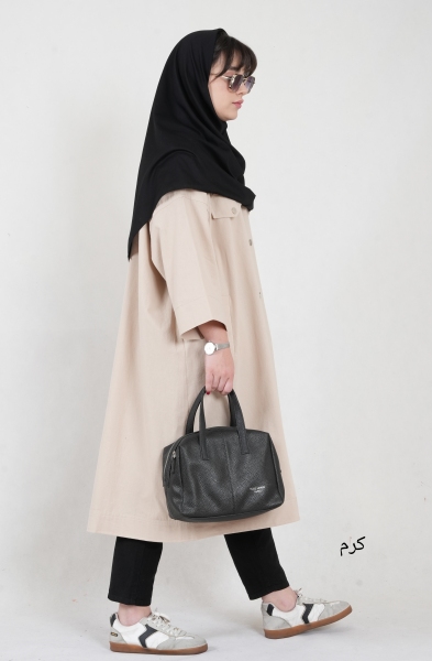 مانتو لینن دکمه پرسی