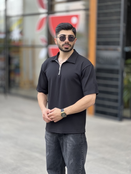 تیشرت نیم زیپ مراکش مشکی