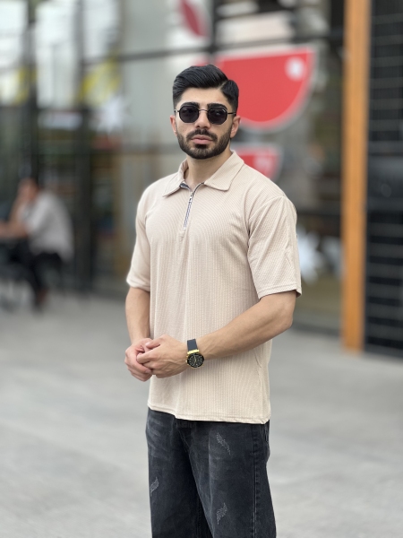 تیشرت نیم زیپ مراکش کرمی