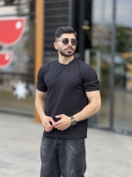 تیشرت مراکش یقه گرد راه راه مشکی