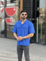 پیراهن دوجیب زیروتن آبی