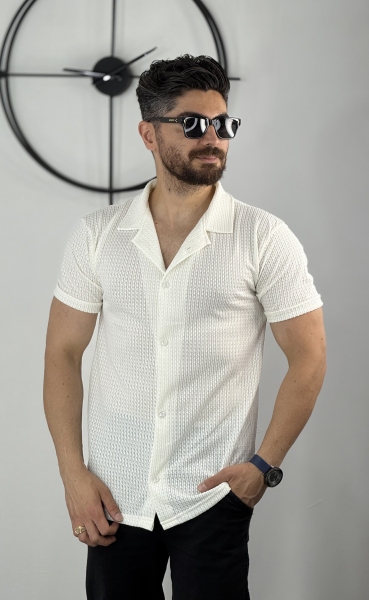 پیراهن پارچه بیسکویتی کد 45 سفید