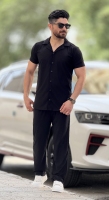 ست مراکشی پیراهن شلوار پارچه میله ایی