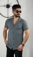 پیراهن پارچه بیسکویتی کد 45 طوسی