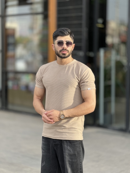 تیشرت مراکشی راه راه Zara خنک کرمی