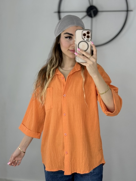 شومیز مانتویی نارنجی کد 10