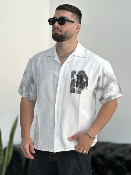پیراهن لینن Palm سفید